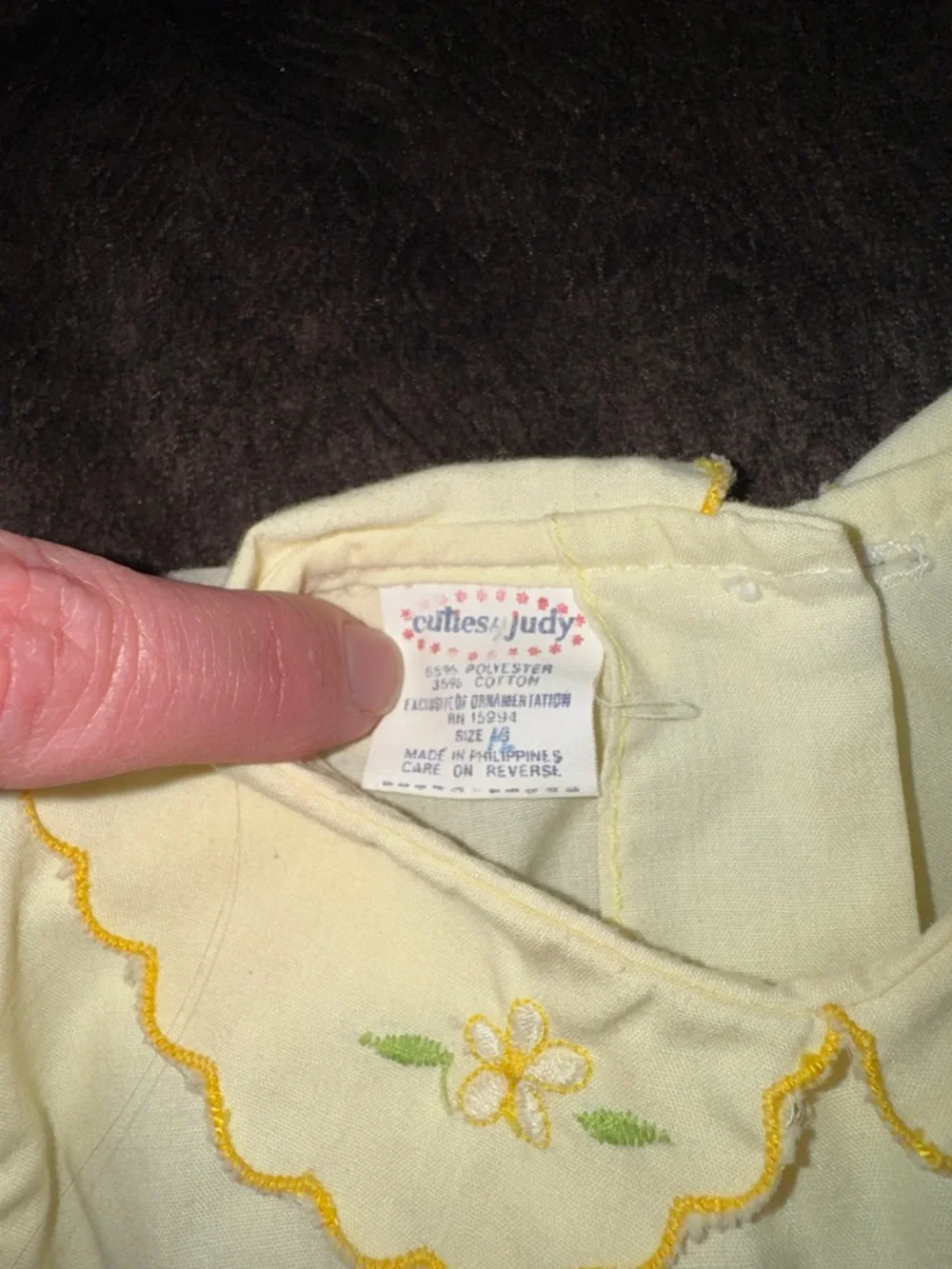 Vintage Cuties by Judy Yellow embroidered Dress w/Ruffle Trim & diaper cover 6m
